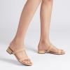 imageDREAM PAIRS Womens Slides Heels Slip On Low Block Sandals Two Strap Open Round Toe Chunky Casual Summer Mules ShoesNudenubuck