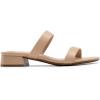 imageDREAM PAIRS Womens Slides Heels Slip On Low Block Sandals Two Strap Open Round Toe Chunky Casual Summer Mules ShoesNudepu