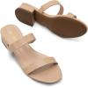 imageDREAM PAIRS Womens Slides Heels Slip On Low Block Sandals Two Strap Open Round Toe Chunky Casual Summer Mules ShoesNudepu