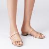 imageDREAM PAIRS Womens Slides Heels Slip On Low Block Sandals Two Strap Open Round Toe Chunky Casual Summer Mules ShoesNudepu