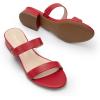 imageDREAM PAIRS Womens Slides Heels Slip On Low Block Sandals Two Strap Open Round Toe Chunky Casual Summer Mules ShoesRed