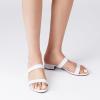 imageDREAM PAIRS Womens Slides Heels Slip On Low Block Sandals Two Strap Open Round Toe Chunky Casual Summer Mules ShoesWhite