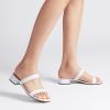 imageDREAM PAIRS Womens Slides Heels Slip On Low Block Sandals Two Strap Open Round Toe Chunky Casual Summer Mules ShoesWhite
