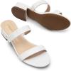 imageDREAM PAIRS Womens Slides Heels Slip On Low Block Sandals Two Strap Open Round Toe Chunky Casual Summer Mules ShoesWhite
