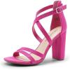 imageDREAM PAIRS Womens Chunky Heels 4 inch High Multi Strap Soft Comfort Block Heeled Sandals for Prom Dancing WeddingHot Pink