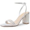 imageDREAM PAIRS Womens Chunky Heels Square Open Toe Ankle Buckle Strappy Block Heeled Sandals for Party Wedding DailySilverrhinestone