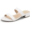 imageDREAM PAIRS Womens Slides Heels Slip On Low Block Sandals Two Strap Open Round Toe Chunky Casual Summer Mules ShoesWhite