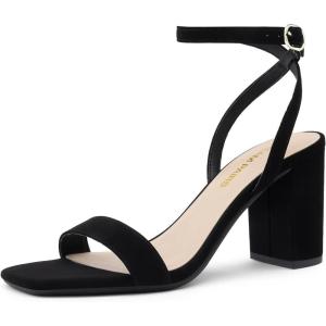 imageDREAM PAIRS Womens Chunky Heels Square Open Toe Ankle Buckle Strappy Block Heeled Sandals for Party Wedding DailyBlacknubuck