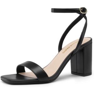 imageDREAM PAIRS Womens Chunky Heels Square Open Toe Ankle Buckle Strappy Block Heeled Sandals for Party Wedding DailyBlackpu