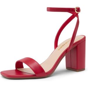 imageDREAM PAIRS Womens Chunky Heels Square Open Toe Ankle Buckle Strappy Block Heeled Sandals for Party Wedding DailyRedpu