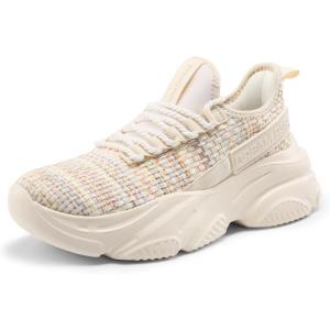 imageDREAM PAIRS Womens Platform Chunky Fashion Sneakers Slip on Walking Stylish Lightweight Classic Casual SneakerBeigeRainbow