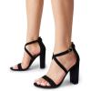 imageDREAM PAIRS 4 inch High Heels for Women Chunky Block Cross Strap Open Toe Dress Sandals for Wedding Bridal Evening Homecoming PromBlack