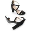 imageDREAM PAIRS 4 inch High Heels for Women Chunky Block Cross Strap Open Toe Dress Sandals for Wedding Bridal Evening Homecoming PromBlack