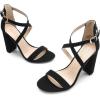 imageDREAM PAIRS 4 inch High Heels for Women Chunky Block Cross Strap Open Toe Dress Sandals for Wedding Bridal Evening Homecoming PromBlack