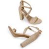 imageDREAM PAIRS 4 inch High Heels for Women Chunky Block Cross Strap Open Toe Dress Sandals for Wedding Bridal Evening Homecoming PromGold