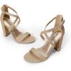 imageDREAM PAIRS 4 inch High Heels for Women Chunky Block Cross Strap Open Toe Dress Sandals for Wedding Bridal Evening Homecoming PromGold