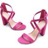 imageDREAM PAIRS 4 inch High Heels for Women Chunky Block Cross Strap Open Toe Dress Sandals for Wedding Bridal Evening Homecoming PromHot Pink
