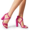 imageDREAM PAIRS 4 inch High Heels for Women Chunky Block Cross Strap Open Toe Dress Sandals for Wedding Bridal Evening Homecoming PromHot Pink