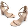 imageDREAM PAIRS 4 inch High Heels for Women Chunky Block Cross Strap Open Toe Dress Sandals for Wedding Bridal Evening Homecoming PromNude