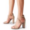 imageDREAM PAIRS 4 inch High Heels for Women Chunky Block Cross Strap Open Toe Dress Sandals for Wedding Bridal Evening Homecoming PromNude