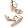 imageDREAM PAIRS 4 inch High Heels for Women Chunky Block Cross Strap Open Toe Dress Sandals for Wedding Bridal Evening Homecoming PromNude