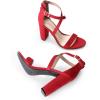 imageDREAM PAIRS 4 inch High Heels for Women Chunky Block Cross Strap Open Toe Dress Sandals for Wedding Bridal Evening Homecoming PromRed