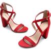 imageDREAM PAIRS 4 inch High Heels for Women Chunky Block Cross Strap Open Toe Dress Sandals for Wedding Bridal Evening Homecoming PromRed