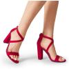 imageDREAM PAIRS 4 inch High Heels for Women Chunky Block Cross Strap Open Toe Dress Sandals for Wedding Bridal Evening Homecoming PromRed