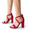 imageDREAM PAIRS 4 inch High Heels for Women Chunky Block Cross Strap Open Toe Dress Sandals for Wedding Bridal Evening Homecoming PromRed