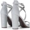 imageDREAM PAIRS 4 inch High Heels for Women Chunky Block Cross Strap Open Toe Dress Sandals for Wedding Bridal Evening Homecoming PromSilver