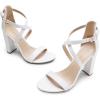 imageDREAM PAIRS 4 inch High Heels for Women Chunky Block Cross Strap Open Toe Dress Sandals for Wedding Bridal Evening Homecoming PromWhite