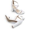 imageDREAM PAIRS 4 inch High Heels for Women Chunky Block Cross Strap Open Toe Dress Sandals for Wedding Bridal Evening Homecoming PromWhite