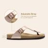 imageDREAM PAIRS Arch Support Thong Sandals for Women Casual Leather Flip Flops Dressy Slides with Soft Cork Footbed Adjustable Strap for Summer Beach VacationRose Gold
