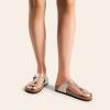 imageDREAM PAIRS Arch Support Thong Sandals for Women Casual Leather Flip Flops Dressy Slides with Soft Cork Footbed Adjustable Strap for Summer Beach VacationRose Gold