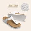 imageDREAM PAIRS Arch Support Thong Sandals for Women Casual Leather Flip Flops Dressy Slides with Soft Cork Footbed Adjustable Strap for Summer Beach VacationWhite