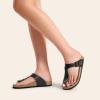 imageDREAM PAIRS Arch Support Thong Sandals for Women Casual Leather Flip Flops Dressy Slides with Soft Cork Footbed Adjustable Strap for Summer Beach VacationBlack