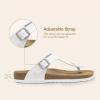 imageDREAM PAIRS Arch Support Thong Sandals for Women Casual Leather Flip Flops Dressy Slides with Soft Cork Footbed Adjustable Strap for Summer Beach VacationWhite