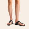 imageDREAM PAIRS Arch Support Thong Sandals for Women Casual Leather Flip Flops Dressy Slides with Soft Cork Footbed Adjustable Strap for Summer Beach VacationBlack
