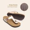imageDREAM PAIRS Arch Support Thong Sandals for Women Casual Leather Flip Flops Dressy Slides with Soft Cork Footbed Adjustable Strap for Summer Beach VacationRose Gold