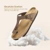 imageDREAM PAIRS Arch Support Thong Sandals for Women Casual Leather Flip Flops Dressy Slides with Soft Cork Footbed Adjustable Strap for Summer Beach VacationBrown