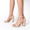 imageDREAM PAIRS Heels for Women Chunky Block Heel Open Toe Ankle Strap 35 Inch Heeled Sandals for Party Date WeddingNudesuede