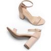 imageDREAM PAIRS Heels for Women Chunky Block Heel Open Toe Ankle Strap 35 Inch Heeled Sandals for Party Date WeddingNudesuede