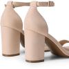 imageDREAM PAIRS Heels for Women Chunky Block Heel Open Toe Ankle Strap 35 Inch Heeled Sandals for Party Date WeddingNudesuede