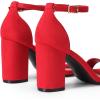 imageDREAM PAIRS Heels for Women Chunky Block Heel Open Toe Ankle Strap 35 Inch Heeled Sandals for Party Date WeddingRed