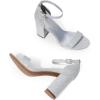 imageDREAM PAIRS Heels for Women Chunky Block Heel Open Toe Ankle Strap 35 Inch Heeled Sandals for Party Date WeddingSilver