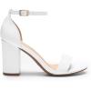 imageDREAM PAIRS Heels for Women Chunky Block Heel Open Toe Ankle Strap 35 Inch Heeled Sandals for Party Date WeddingWhite