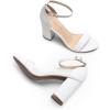 imageDREAM PAIRS Heels for Women Chunky Block Heel Open Toe Ankle Strap 35 Inch Heeled Sandals for Party Date WeddingWhite