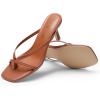 imageDREAM PAIRS Heels for Women Flip Flops Kitten Low Heels Open Square Toe Thong Heeled Sandals Sexy Fashion Comfort Shoes for Party Casual SlidesBrown