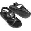 imageDREAM PAIRS Womens Arch Support Sandals Comfortable Open Toe Dress Flats Walking Sandals for SummerAll Black