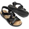 imageDREAM PAIRS Womens Arch Support Sandals Comfortable Open Toe Dress Flats Walking Sandals for SummerBlack